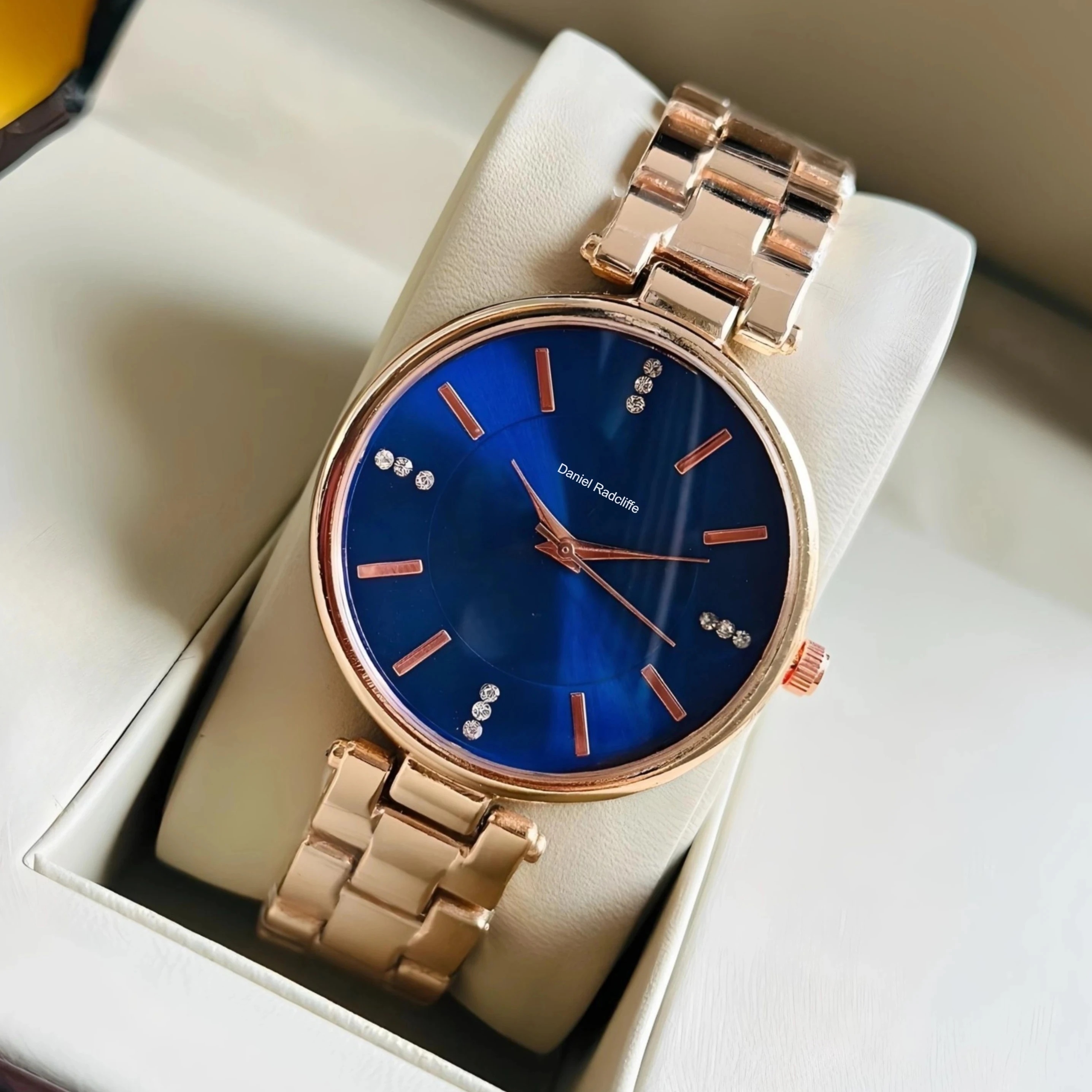 Daniel Radcliffe DB Rose Gold Strap Color Blue Dial Watch For Women